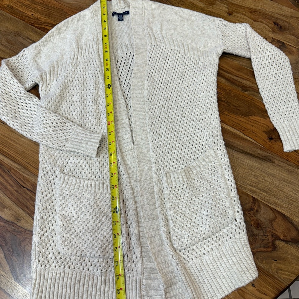 American Eagle Outfitters Beige Open Knit Cardigan